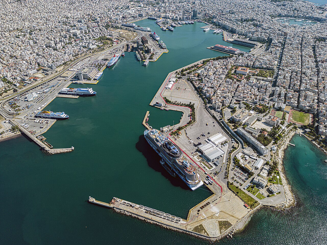 Aerial view of Piraeus Port, Greece